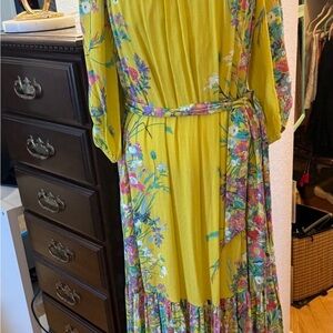 Anthropologie Yellow Floral Maxi Dress